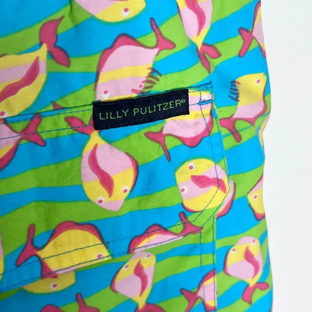 Lilly Pulitzer Capri Trunk Fish Print Swim Trunks Men’s Small Beach Pool